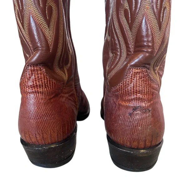 Tony Lama Men’s Sz 11D 8540 Brown Tan Exotic Leather Lizard Western Cowboy Boots - Picture 13 of 16